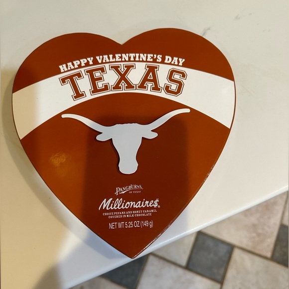 VTG RARE TEXAS LONGHORN HEART PANGBURNS CHOCOLATE BOX 9” ORANGE COLLECTIBLE LOVE - Picture 9 of 9